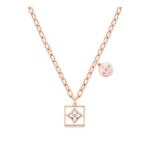 B Blossom Necklace, Pink Gold, White Gold, Pink Opal, White Mother-Of-Pearl And Diamonds