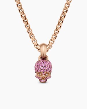 E350C161-1A67-2BF7-AB47-B0CE64E84635.jpg Skull Amulet Full Pavé Pink Sapphires and 18K Rose Gold, 14mm