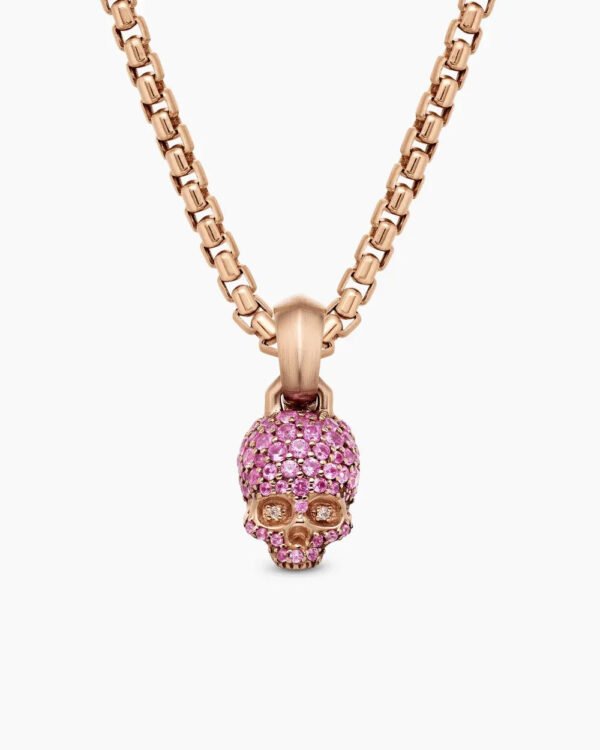 E350C161-1A67-2BF7-AB47-B0CE64E84635.jpg Skull Amulet Full Pavé Pink Sapphires and 18K Rose Gold, 14mm