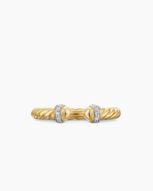 Cable Band Open Ring 18K Yellow Gold with Diamonds - 6