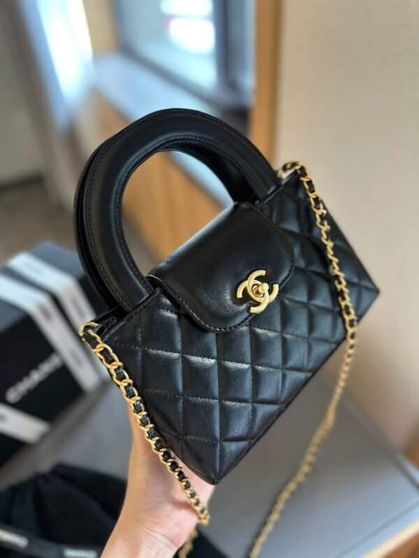 E3795497-5498-EC1E-9830-92330546610B.jpg Shiny Aged Calfskin Coral Mini Kelly Shopping Bag - Black