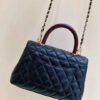 Chanel Medium Flap Bag With Top Handle Navy Blue For Women, Womens Handbags, Shoulder And Crossbody Bags 9in/23cm A92990