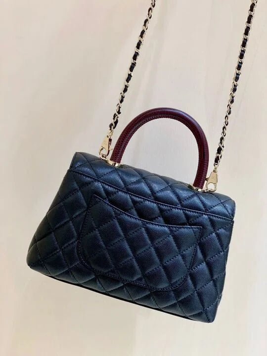 Chanel Medium Flap Bag With Top Handle Navy Blue For Women, Womens Handbags, Shoulder And Crossbody Bags 9in/23cm A92990