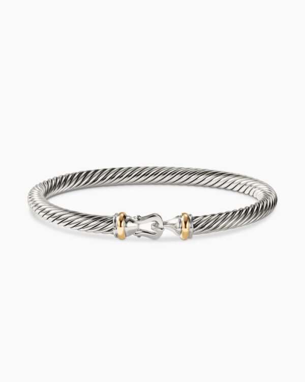 Buckle Classic Cable Bracelet Sterling Silver with 18K Yellow Gold, 5mm