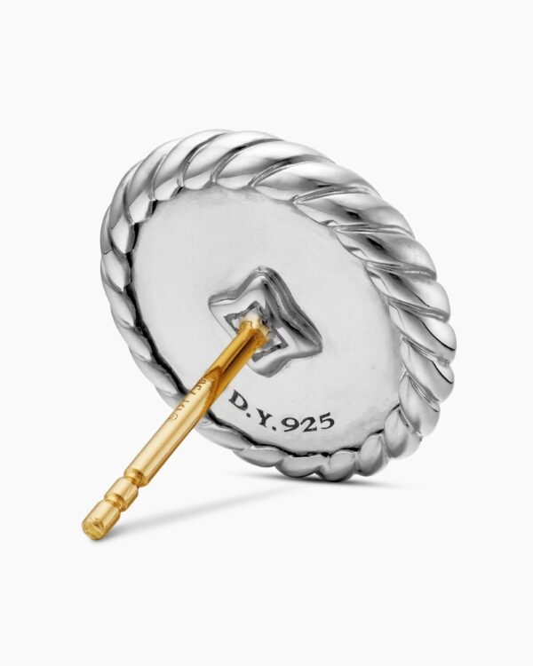 DY Elements&reg; Button Stud Earrings Sterling Silver with Diamonds,8.6mm