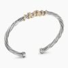 Helena Center Station Bracelet Sterling Silver with 18K Yellow Gold and Diamonds, 4mm