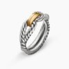 Cable Loop Band Ring Sterling Silver with 18K Yellow Gold - 6