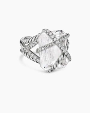 Cable Wrap Ring Sterling Silver with Crystal and Diamonds