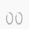 Cable Hoop Earrings Sterling Silver, 1in