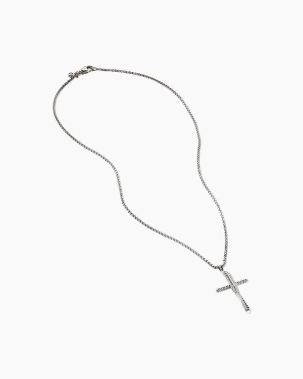 E5001885-567E-051D-F208-33DBE4CEEC74.jpg Crossover Cross Necklace Sterling Silver with Diamonds, 35.6mm