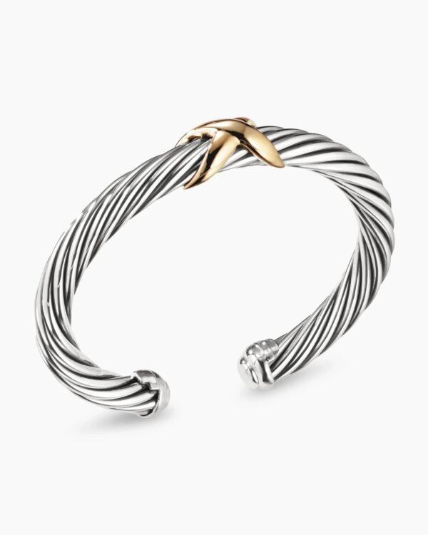 E56154B6-3905-48D6-B070-FF06BA30441D.jpg X Classic Cable Station Bracelet Sterling Silver with 14K Yellow Gold, 7mm