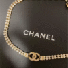 CC logo choker necklace gold pearls rhinestones