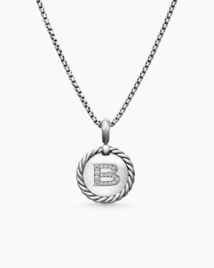E608942C-99B8-0BFD-9550-B6A09B4BBA3B.jpg Initial Charm Necklace Sterling Silver with Diamond B