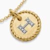 Initial Charm Necklace 18K Yellow Gold with Diamond H