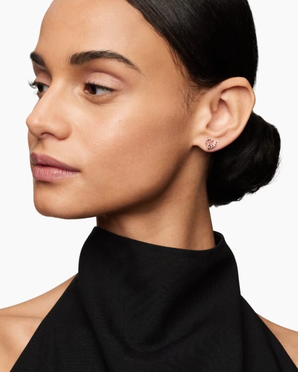 Chatelaine&reg; Heart Stud Earrings 18K Rose Gold with Morganite, 8mm