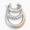 DY Mercer&reg; Three Row Hoop Earrings Sterling Silver with 18K Yellow Gold and Diamonds, 21mm
