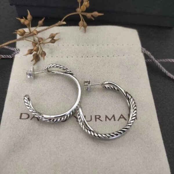 E759352E-3BBE-AD4B-076D-7423EDC4A82A.jpg Crossover Hoop Earrings Sterling Silver with 18K Yellow Gold 33.7mm - Gold