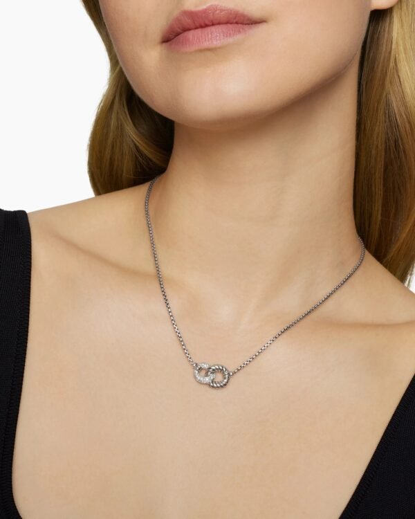 Belmont&reg; Curb Link Necklace Sterling Silver with Diamonds, 20mm