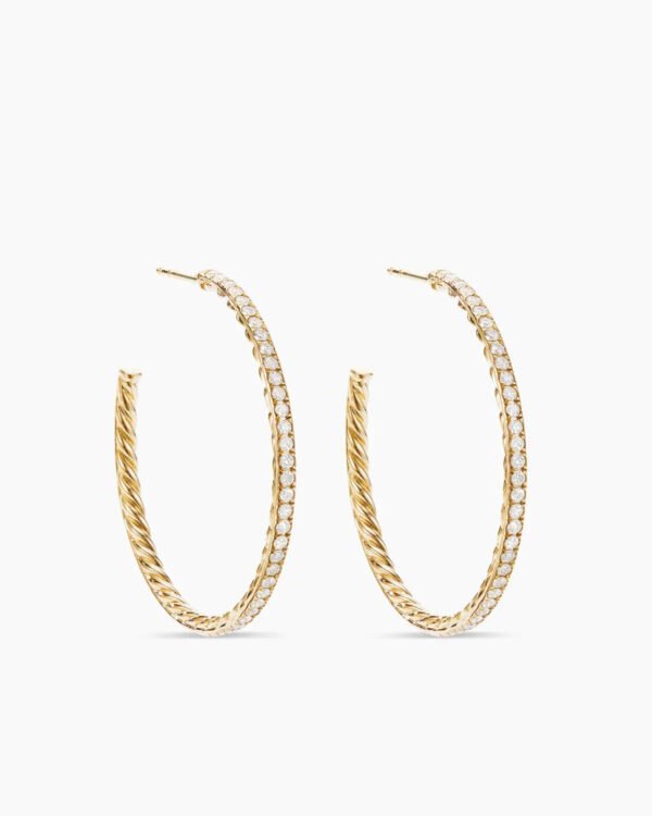 E82AA20E-2CA4-605F-6B75-C672CA84CA69.jpg Pave Hoop Earrings 18K Yellow Gold with Diamonds, 38mm