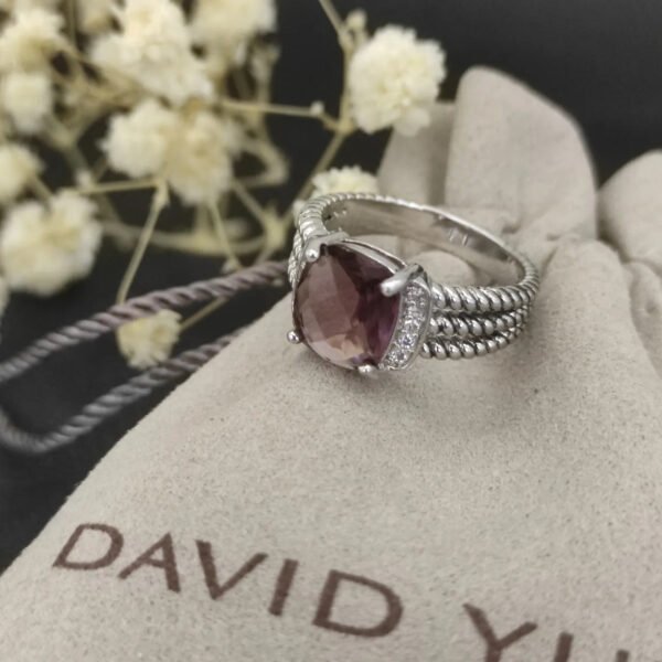 E83EB690-D3FB-2DEF-723B-F32AB97FA218.jpg Petite Wheaton® Ring Sterling Silver with Amethyst and Diamonds, 10mm - 6