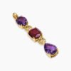 Marbella Y Pendant 18K Yellow Gold with Amethyst and Rhodolite Garnet, 57.8mm