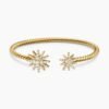 Starburst Cable Bracelet 18K Yellow Gold with Diamonds, 3.5mm, 4mm