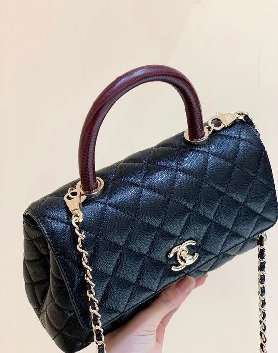 Chanel Medium Flap Bag With Top Handle Navy Blue For Women, Womens Handbags, Shoulder And Crossbody Bags 9in/23cm A92990