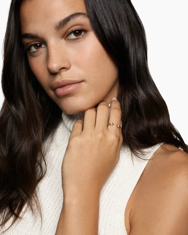 Cable Band Open Ring 18K Yellow Gold with Diamonds - 6