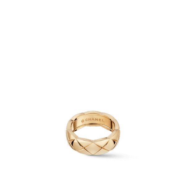 COCO CRUSH RING Quilted motif, small version, 18K BEIGE GOLD - 6