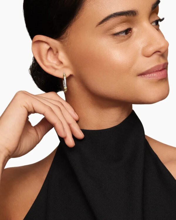 E8ABD5FF-7652-2B14-9852-BF6AF00100DE.jpg Petite Helena Wrap Hoop Earrings Sterling Silver with 18K Yellow Gold and Diamonds