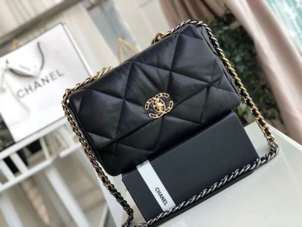 E8C757C8-4366-423E-DA1B-347F1A699A1C.jpg Chanel 19 HandBag Black For Women 11.8in/30cm