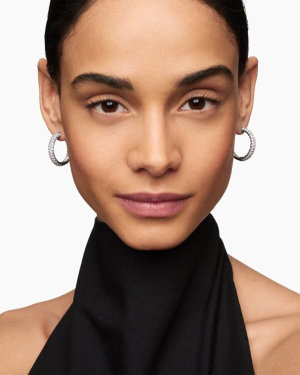 DY Mercer&reg; Hoop Earrings Sterling Silver with Diamonds, 25.4mm