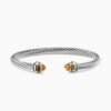 Classic Cable Bracelet Sterling Silver with 14K Yellow Gold and Citrine, 5mm