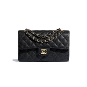 Chanel Small Classic Handbag Grained Calfskin & Gold-Tone Metal