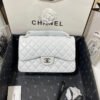 Chanel Large Classic Handbag Silver Hardware White For Women, Women&rsquo;s Handbags, Shoulder Bags 11.8in/30cm
