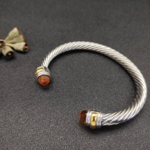 Classic Cable Bracelet Sterling Silver with 14K Yellow Gold and Citrine, 5mm