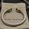 Classic Cablespira&reg; Bracelet Sterling Silver with 14K Yellow Gold,Prasiolite and Diamonds, 7mm