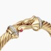 Buckle Cablespira&reg; Bracelet 18K Yellow Gold with Rubies and Diamonds, 7mm