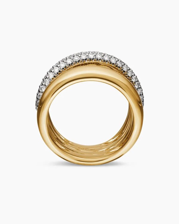 Pav&eacute; Crossover Five Row Ring 18K Yellow Gold with Diamonds - 6