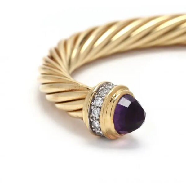 Classic Cablespira&reg; Bracelet 18K Yellow Gold with Amethyst and Half Diamonds, 7mm
