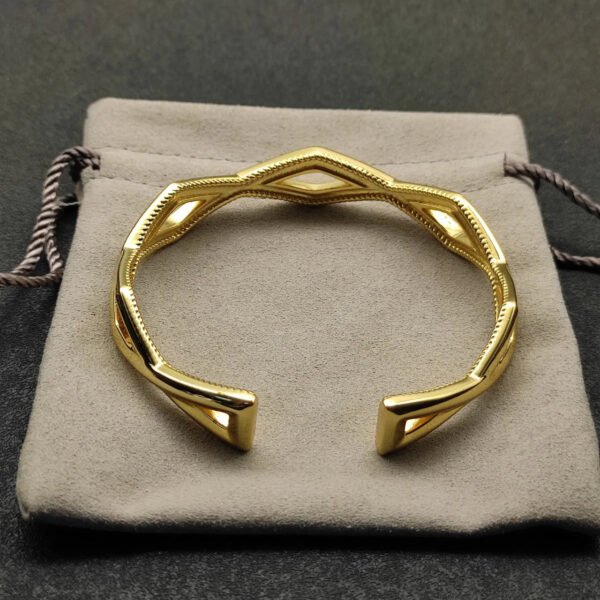EC20D567-5F14-F002-83E2-FFBC7A907686.jpg Zig Zag Stax??Two Row Cuff Bracelet Sterling gold with Diamonds, 13mm