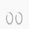 Cable Hoop Earrings Sterling Silver, 1in
