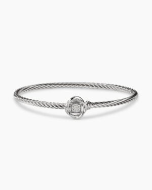Infinity Bracelet Sterling Silver with Diamonds, 3mm - 17cm