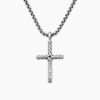ECE00150-37A9-EAC4-ED41-523BEA68EC76.jpg Classic Cable Cross Necklace Sterling Silver with Center Diamond