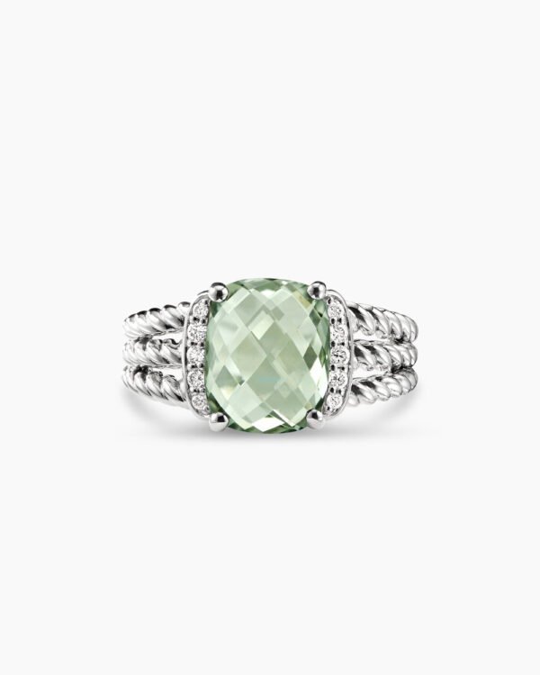 Petite Wheaton Sterling Silver with Prasiolite and Diamonds, 10mm