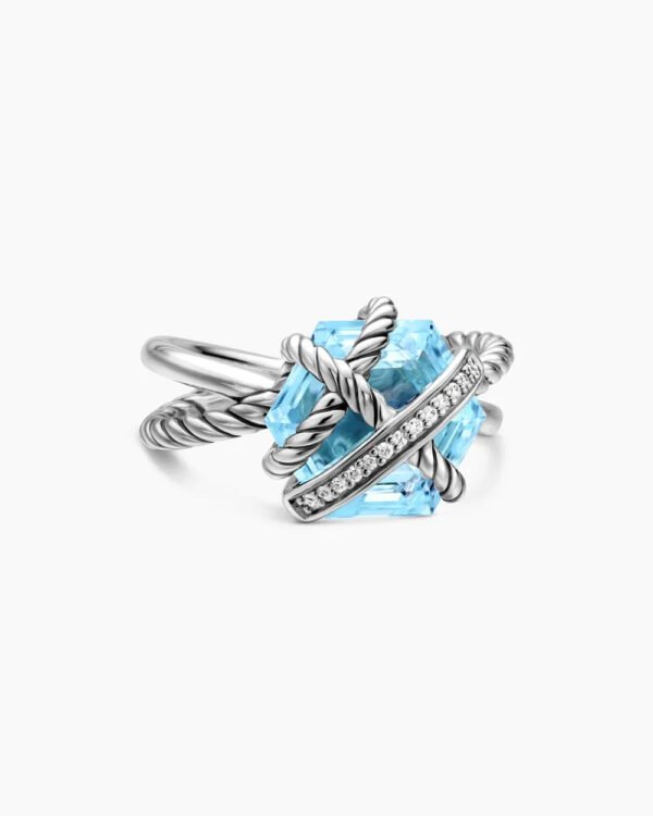 ED08F303-3D63-3944-6949-8F2E3EB3EEA0.jpg Cable Wrap Ring Sterling Silver with Blue Topaz and Diamonds - 6