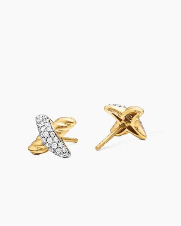 ED724FF3-F951-7E14-C308-A1E07A752389.jpg Petite X Stud Earrings 18K Yellow Gold with Diamonds, 8.4mm