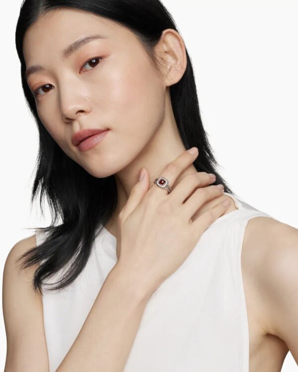 Petite Albion&reg; Ring Sterling Silver with Garnet and Diamonds - 6