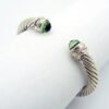 Classic Cable Bracelet Sterling Silver with Peridot Diamond Sterling 7 MM