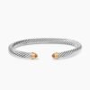 Classic Cable Bracelet Sterling Silver with 14K Yellow Gold and Citrine, 5mm